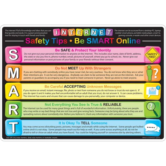 Smart Poly Learning Mat, 12" x 17", Double-Sided, Keyboard Basics & Internet Safety, Pack of 6 {3}