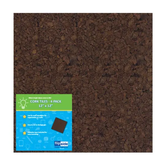 Dark Cork Tiles, 12" x 12", 4 Per Pack, 2 Packs {4}