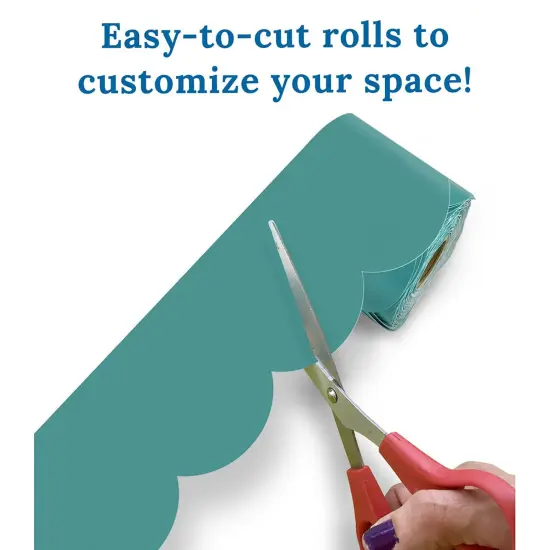 We Belong Teal Rolled Scalloped Bulletin Board Borders, 65 Feet Per Roll, Pack of 3 {3}