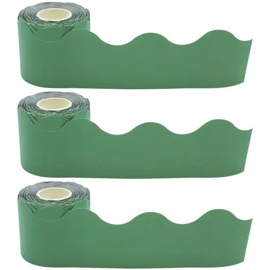 Eucalyptus Green Scalloped Rolled Border Trim, 50 Feet Per Roll, Pack of 3 {1}