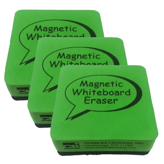 Dry Erase Whiteboard Magnetic Eraser, 2 x 2 Inch, Green/Black, 12 Per Pack, 3 Packs {1}