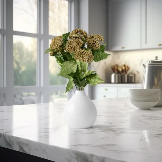 Allstate Glittered Snowball Artificial Christmas Spray - 18" - Champagne Gold {1}