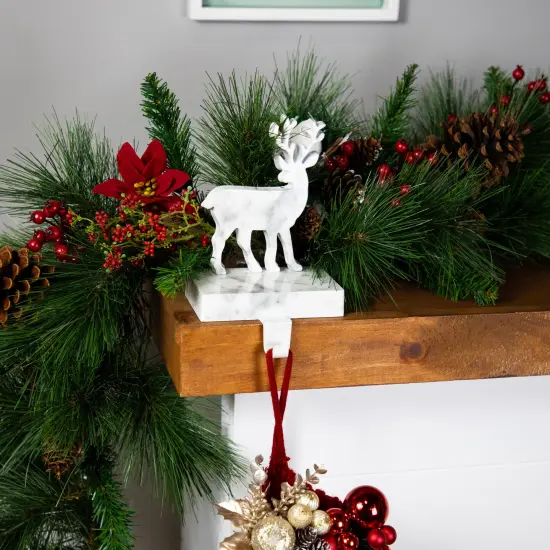 Northlight Marbled Standing Deer Christmas Stocking Holder - 7.5" - White and Black {3}