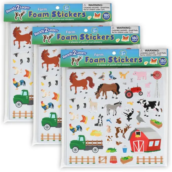 Foam Stickers - Farm - 180 Per Pack - 3 Packs {1}