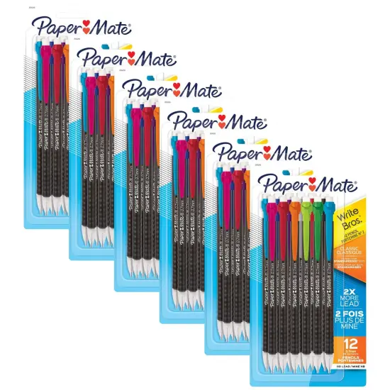 Write Bros&reg; Mechanical Pencil, 0.7mm, Assorted, 12 Per Pack, 6 Packs {1}