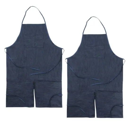 Adult Apron, Dark Blue Denim, 41" x 27-1/2", Pack of 2 {1}