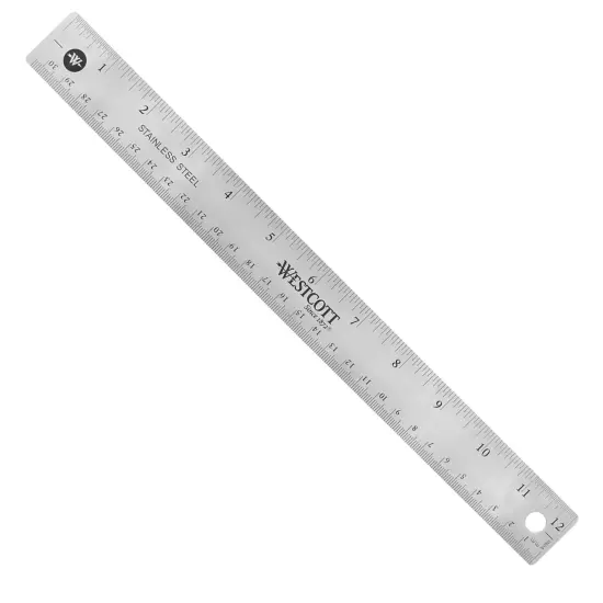 12" Stainless Steel Office Ruler With Non Slip Cork Base, Pack of 3 {5}