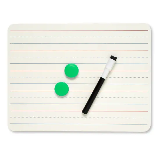 Dry Erase Board, Two Sided Magnetic, Plain/Lined, Pack of 3 {3}