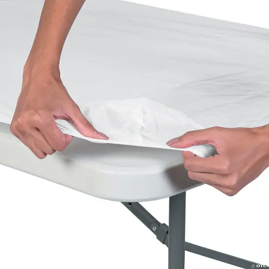 Fitted Plastic Tablecloths Bulk 12 Pc. 8 Ft. Light pink {7}