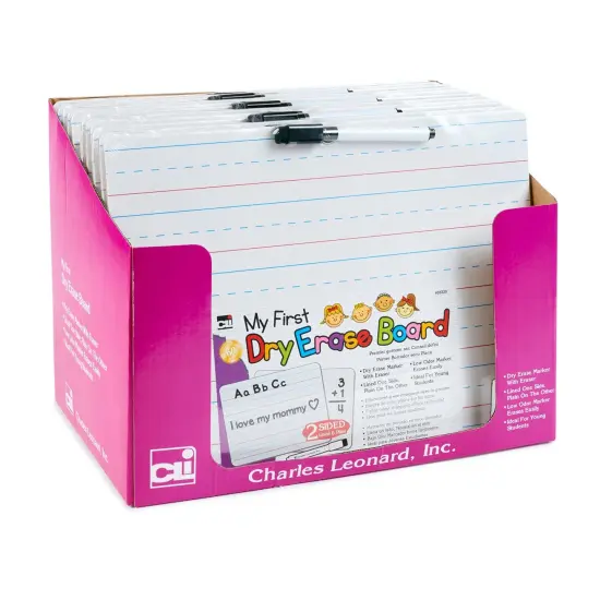 "My First" Dry Erase Board with Marker/Eraser, Two-Sided Plain/Lined, White, Pack of 12 {1}