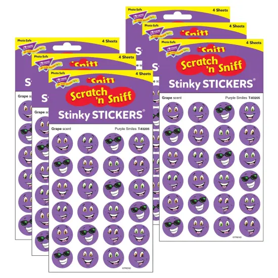 Purple Smiles/Grape Stinky Stickers&reg;, 96 Per Pack, 6 Packs {1}