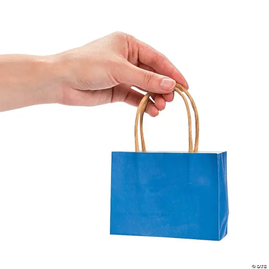 4 1/2" x 3 1/4" Mini Blue Kraft Paper Gift Bags - 12 Pc. {3}