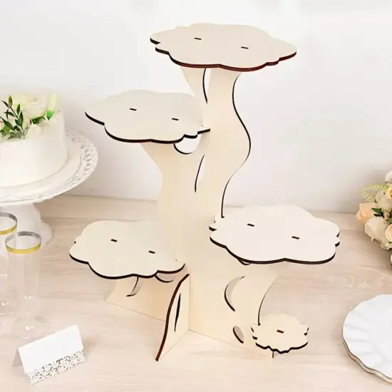NATURAL 19" Wooden 5 Tier Cupcake Dessert DISPLAY STAND Tree Tower {4}