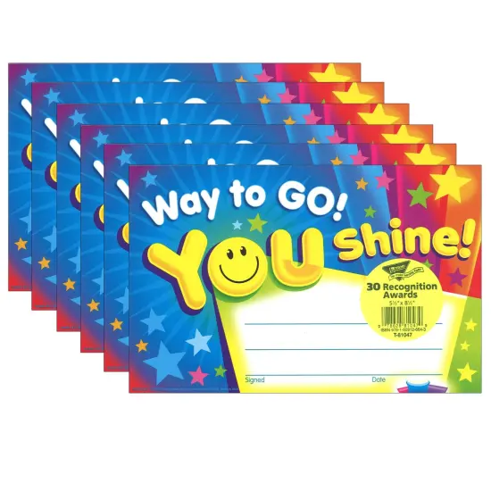 Way to Go! You Shine! Recognition Awards, 30 Per Pack, 6 Packs {1}