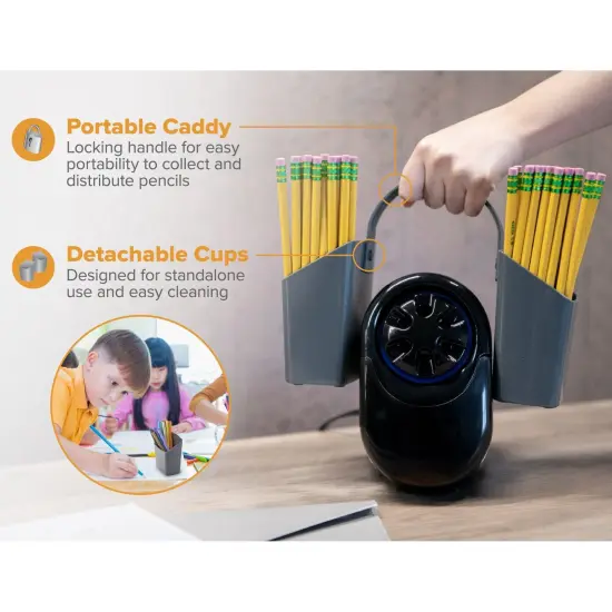 Antimicrobial Classroom Pencil Caddy with Handle, Gray {2}