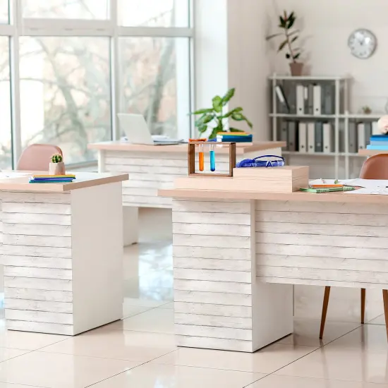 Peel and Stick Decorative Paper Roll, 17-1/2" x 10 ft, White Shiplap {4}