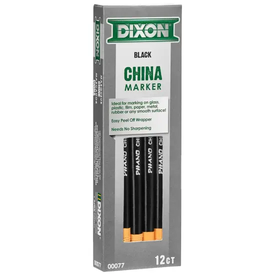 Phano China Markers, Black, 12 Per Pack, 2 Packs {3}
