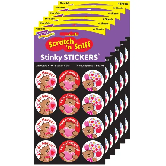 Friendship Bears/Chocolate Cherry Stinky Stickers&reg;, 48 Per Pack, 6 Packs {1}