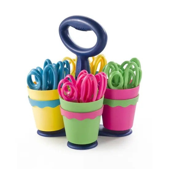 School Scissor Caddy, Blunt 5" Kids Scissors, Anti-Microbial Protection, 24 Scissors {1}