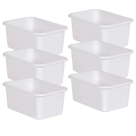 White Small Plastic Storage Bin, Pack of 6 {1}