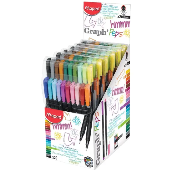 Graph'Peps 0.4mm Fine Felt Tipped Pens, Pack of 20 {1}