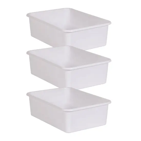 White Large Plastic Storage Bin, Pack of 3 {1}
