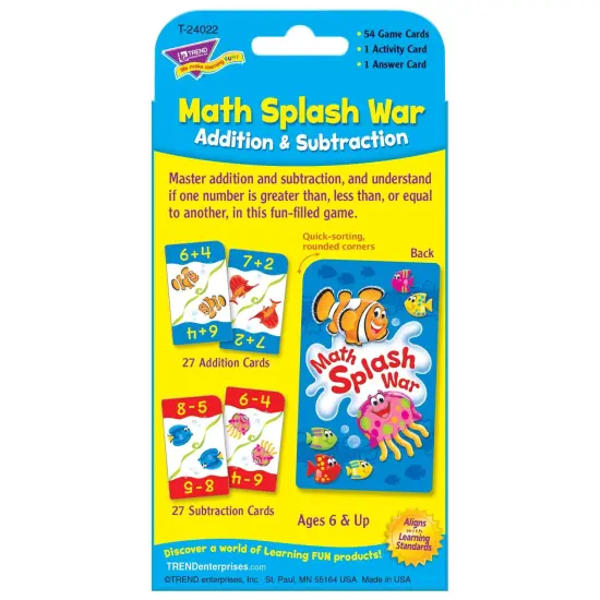 Math Splash War Addition & Subtraction Challenge Cards&reg;, 6 Packs {2}