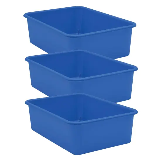 Blue Large Plastic Storage Bin, Pack of 3 {1}