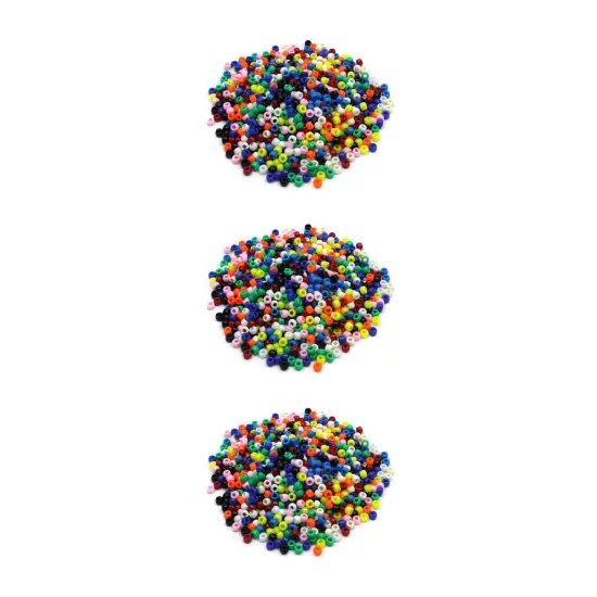 Pony Beads, Assorted Bright Hues, 6 mm x 9 mm, 1000 Per Pack, 3 Packs {1}