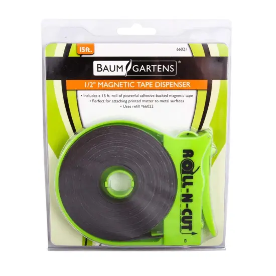 Magnetic Tape with Self Cutting Dispenser, 0.5" x 15', Pack of 2 {2}