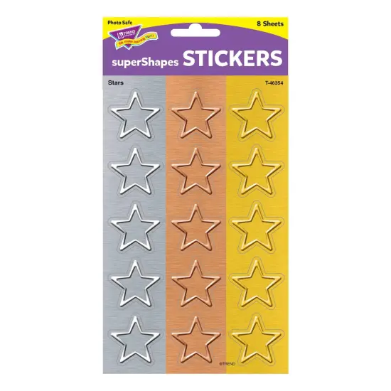 I &hearts; Metal Stars superShapes Stickers - Large, 120 Per Pack, 6 Packs {5}