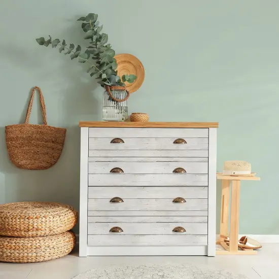 Peel and Stick Decorative Paper Roll, 17-1/2" x 10 ft, White Shiplap {6}