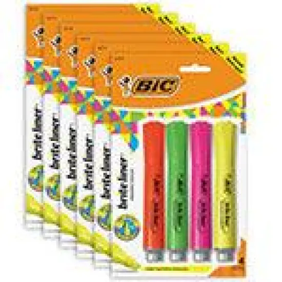 Brite Liner&reg; Grip Tank Highlighter, Chisel Tip, Assorted Colors, 4 Per Pack, 6 Packs {2}
