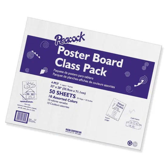 Poster Board Class Pack, 10 Assorted Colors, 22" x 28", 50 Sheets {1}