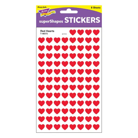 Red Hearts superShapes Stickers, 800 Per Pack, 6 Packs {3}