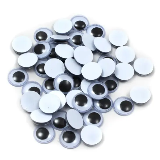 Wiggle Eyes, Round, 12mm, Black, 50 Per Pack, 12 Packs {2}