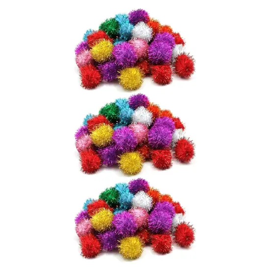 Glitter Pom Pons, Assorted Colors, 1", 40 Pieces Per Pack, 3 Pack {1}
