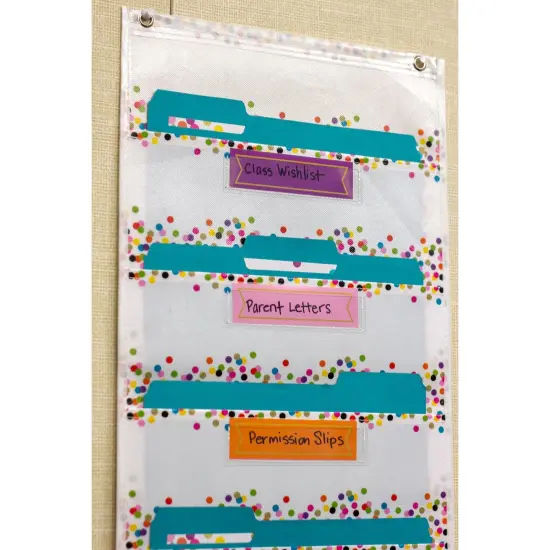 File Storage Pocket Chart, 10 Pockets, Confetti, 14" x 58" {3}