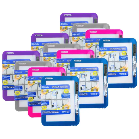 Magnetic Locker Dry Erase Board with Marker, 5" x 7", Assorted, Pack of 12 {1}