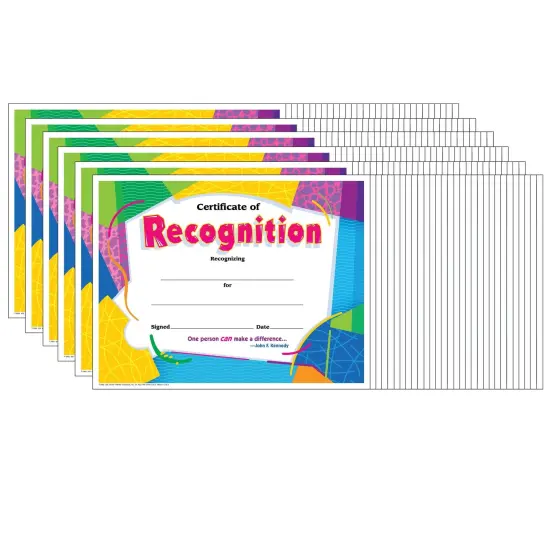 Certificate of Recognition Colorful Classics Certificates, 30 Per Pack, 6 Packs {1}