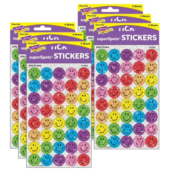 Silly Smiles superSpots&reg; Stickers-Sparkle, 160 Per Pack, 6 Packs {1}