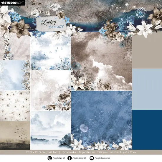 Studio Light In Loving Memory Backgrounds Paper Pad 8"X8"-Nr. 118 {1}