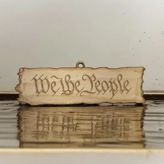 Ornament - We the People - Raw Wood 5x2in {6}