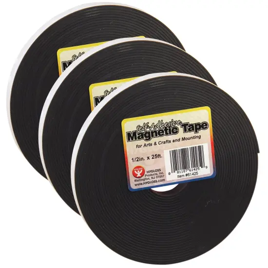 Magnetic Strips, 0.5" x 300" Per Roll, 3 Rolls {1}