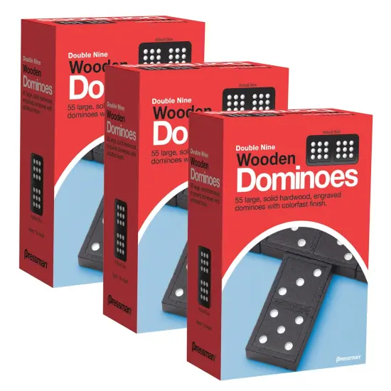 Double Nine Wooden Dominoes Game, 3 Packs {1}