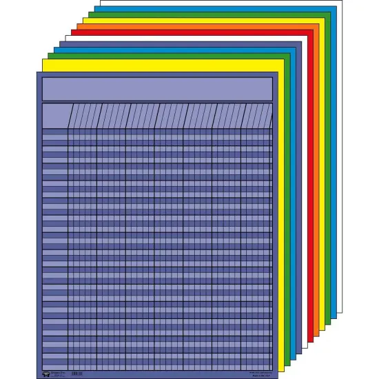 Vertical Incentive Chart, 28" x 22", Assorted Colors, Pack of 12 {1}