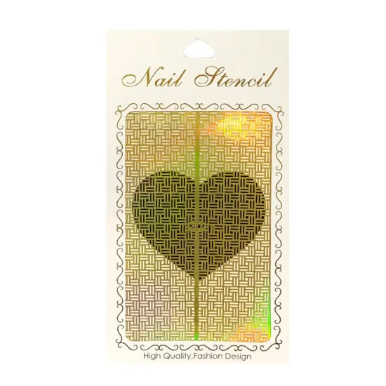 Wrapables Gold Nail Art Guide Large Nail Stencil Sheet - Basketweave {1}