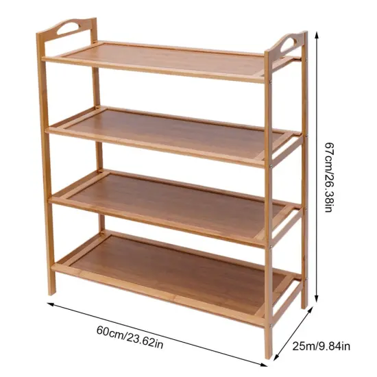 New Durable Bamboo Shelf Tier 4 Wood Home Furniture Entryway Storage Rack Shoe {2}