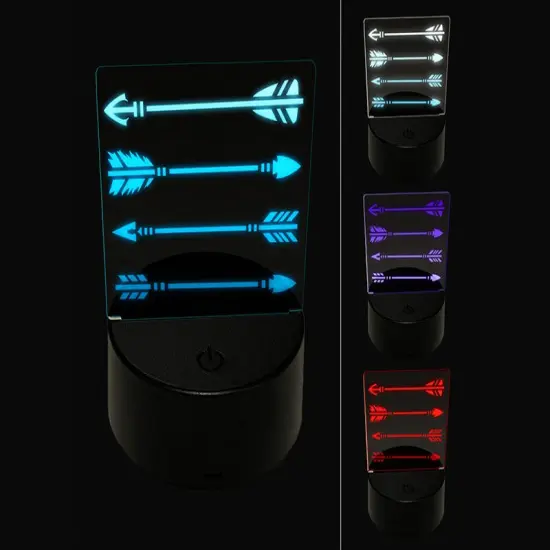 Set of Bow Arrow Pointers 3D Illusion LED Night Light Sign Nightstand Desk Lamp {1}