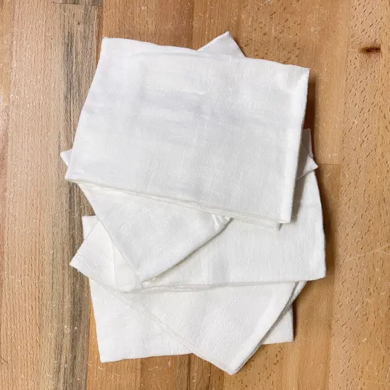 Floursack Cotton Dishtowel Set of 5, White {4}